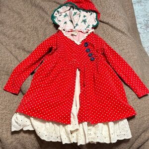 Wildflowers Red Polka Dot Pea Coat for Kids